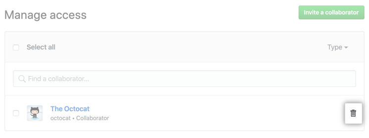 Button to remove collaborator