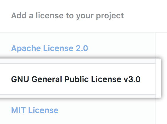 Lista de licenças disponíveis
