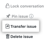 Botão para transferir problema