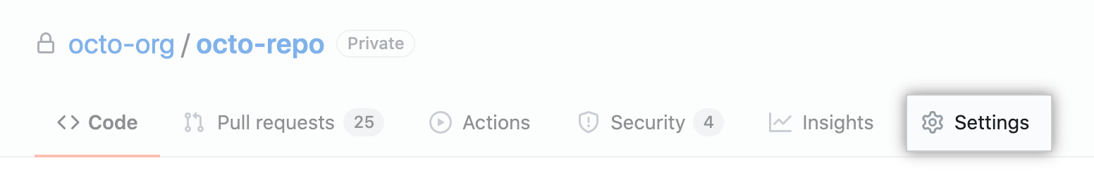 Schaltfläche „Repository settings" (Repository-Einstellungen)