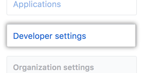 Seção de configurações do desenvolvedor