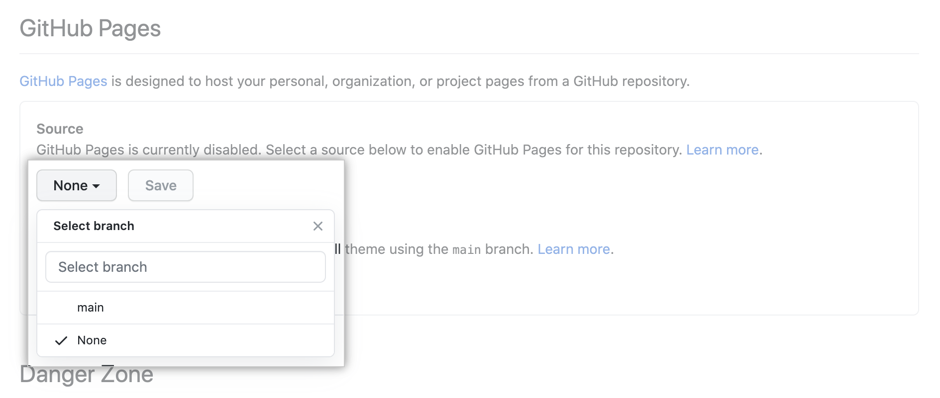 Menú desplegable para seleccionar una fuente de publicación