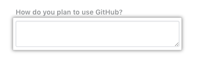 Description field for how you plan to use GitHub