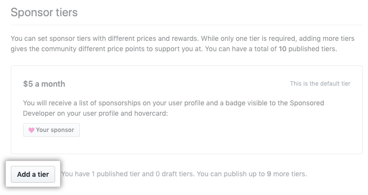 Add a tier button
