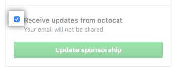 Checkbox to receive updates from sponsored developer