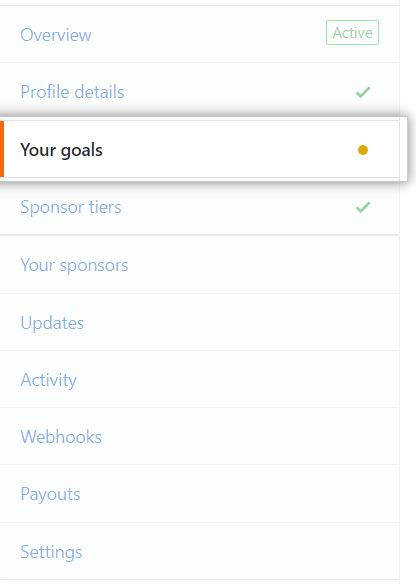 Your goals tab