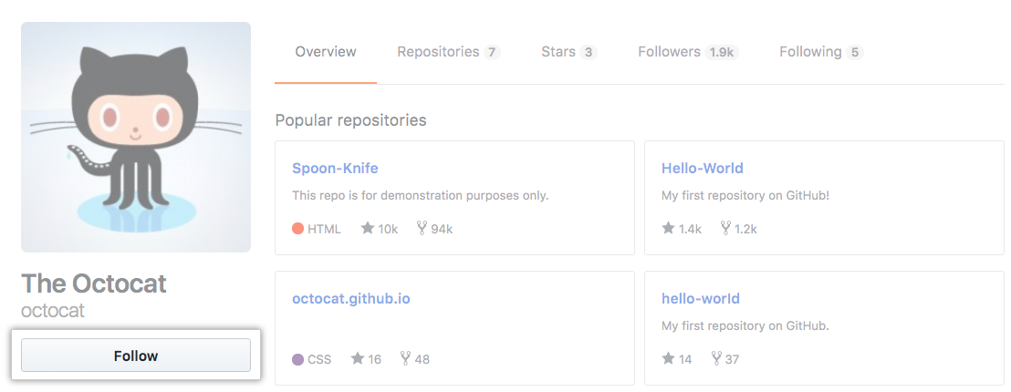 Botón Follow user (Seguir usuario)