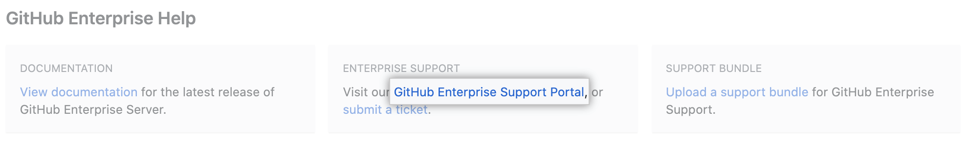 导航至 Enterprise 支持站点的链接