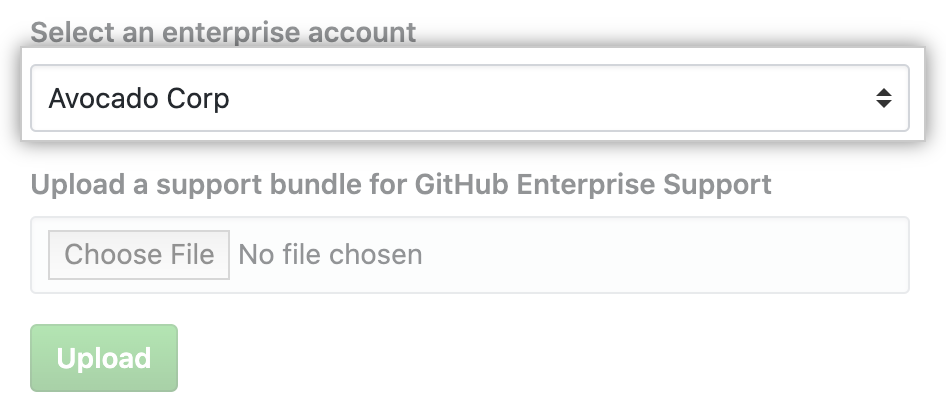 Support Bundle の Enterprise アカウントを選択する