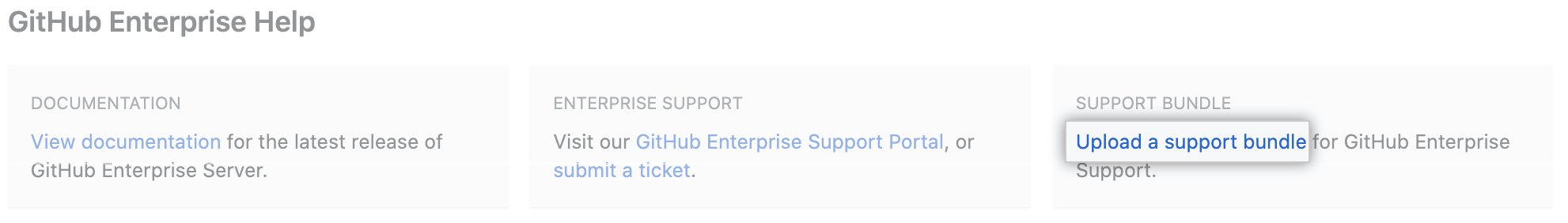 Fazer upload de um link para pacote de suporte