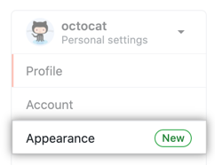 "Appearance" tab in user settings sidebar