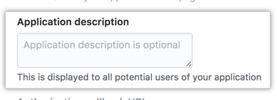 アプリケーションの説明フィールド