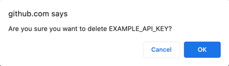 Confirmation to delete secret