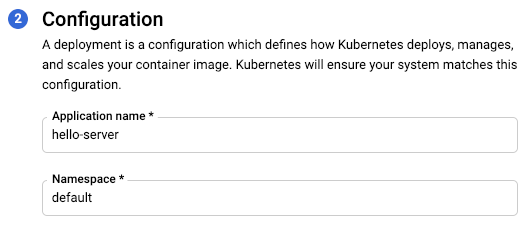Screenshot of Configure Deployment page