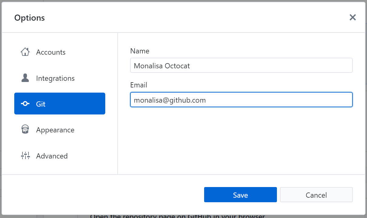 Pasted email address in Git configuration field