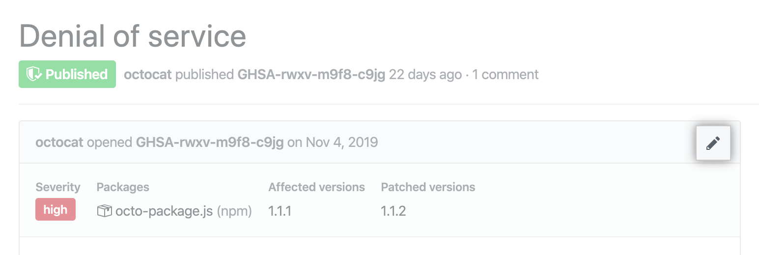 Botão para editar uma consultoria de segurança