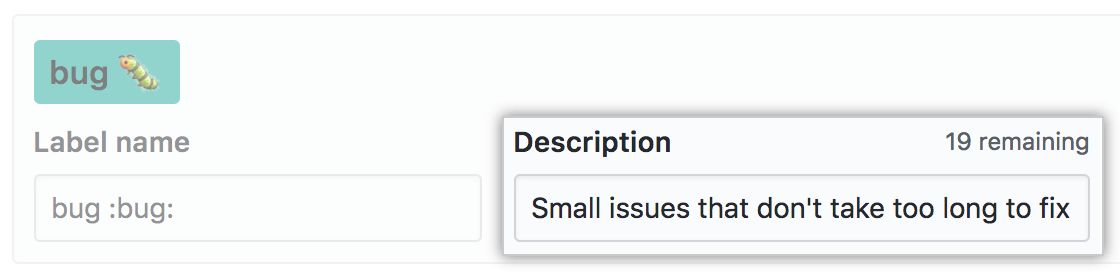 ラベルの説明の入力フィールド
