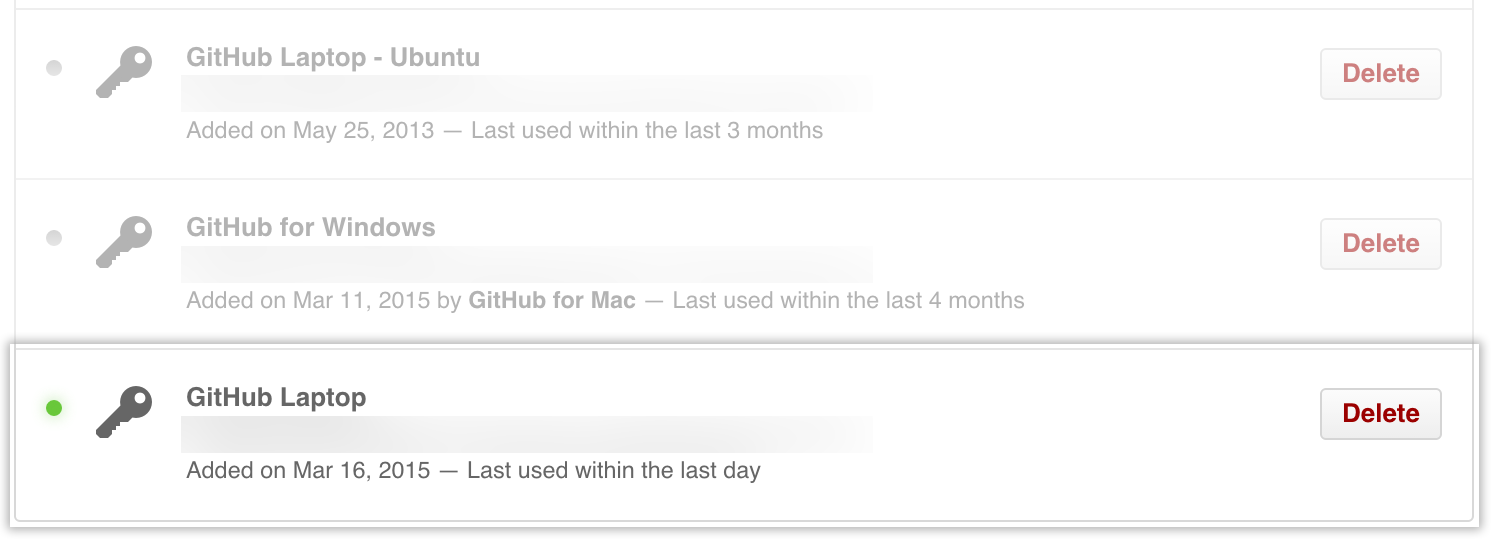 SSH key listing in GitHub AE
