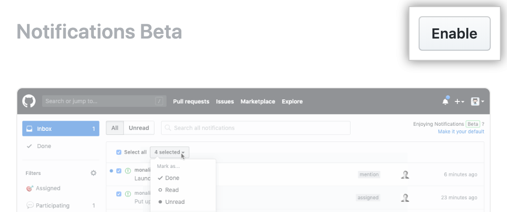 Botão Enable (Habilitar) na visualização de recursos