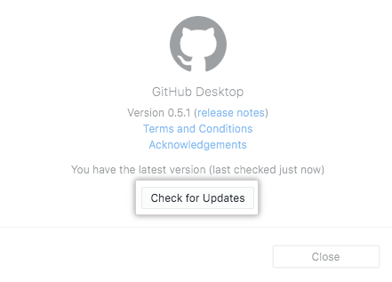 Check for Updates button