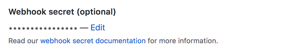 Formato completado con el secreto de un webhook
