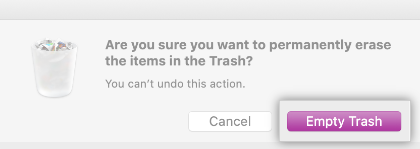 El botón de vaciar la papelera