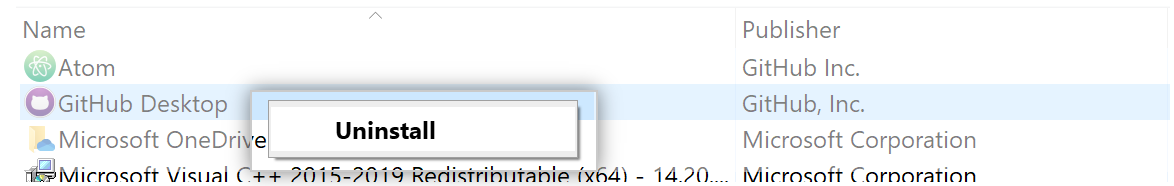 La opción de desinstalar