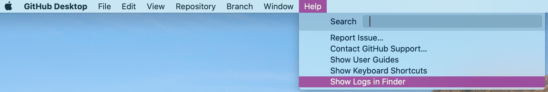 [Show Logs in Finder] ボタン