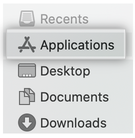 Finder ウィンドウのアプリケーションフォルダ