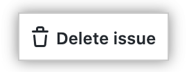 "Delete issue" のテキストが Issue ページ右側のバーの下で強調表示されている
