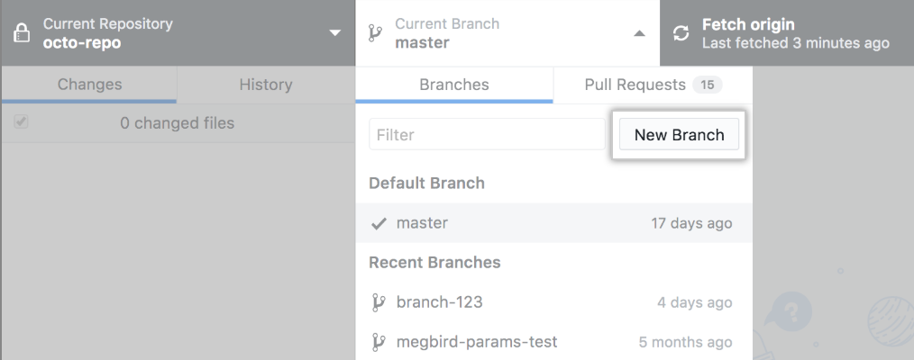 The New Branch button