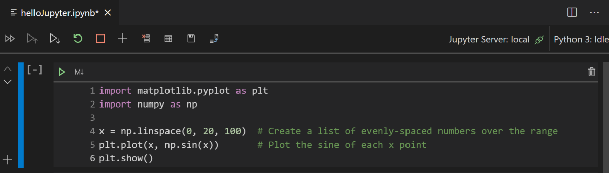 Line numbers enabled in code cell
