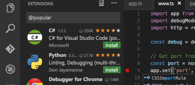 Screenshot of Visual Studio Code