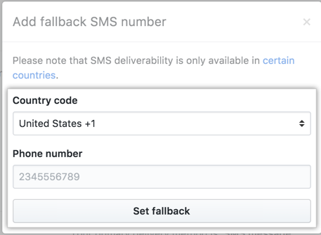 Establecer número de SMS de reserva