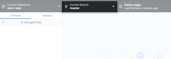Menu suspenso Current Branch (Branch atual)