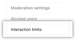 [User settings] サイドバーの [Interaction limits] タブ