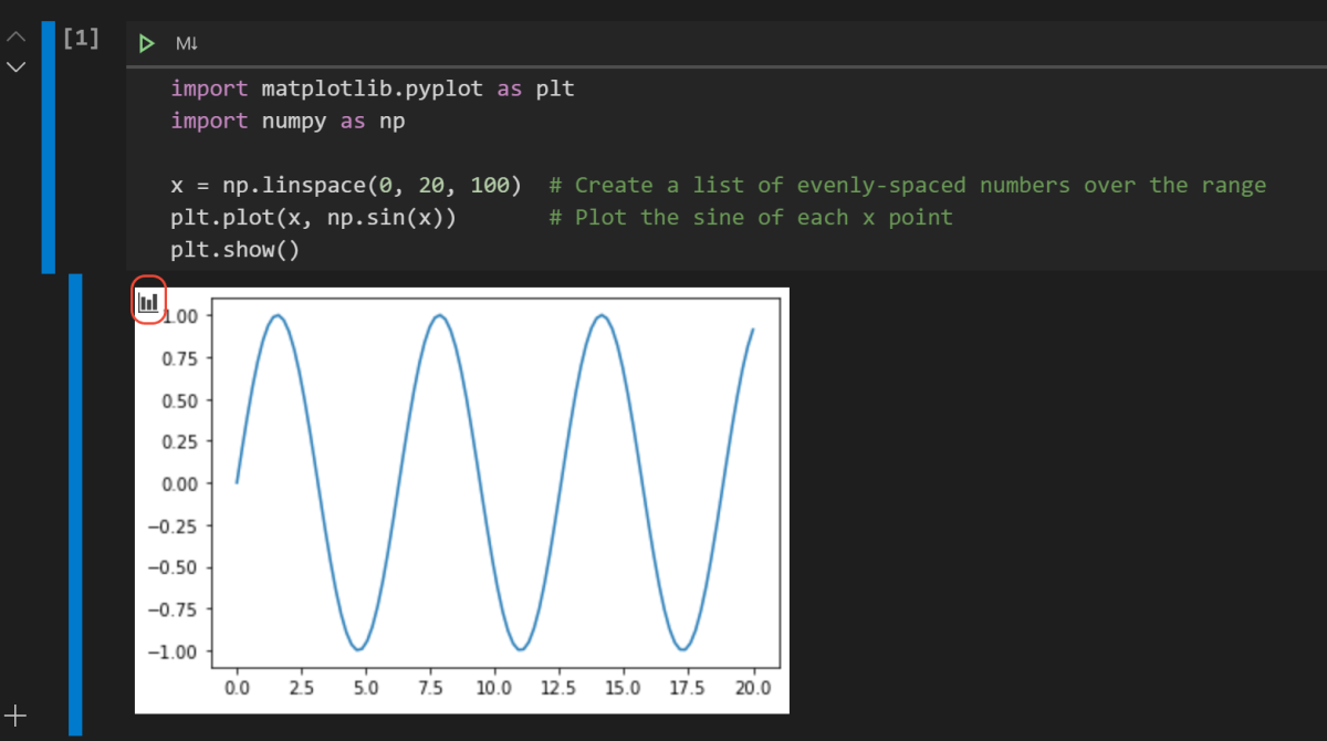 Plot Viewer icon in the Notebook Editor