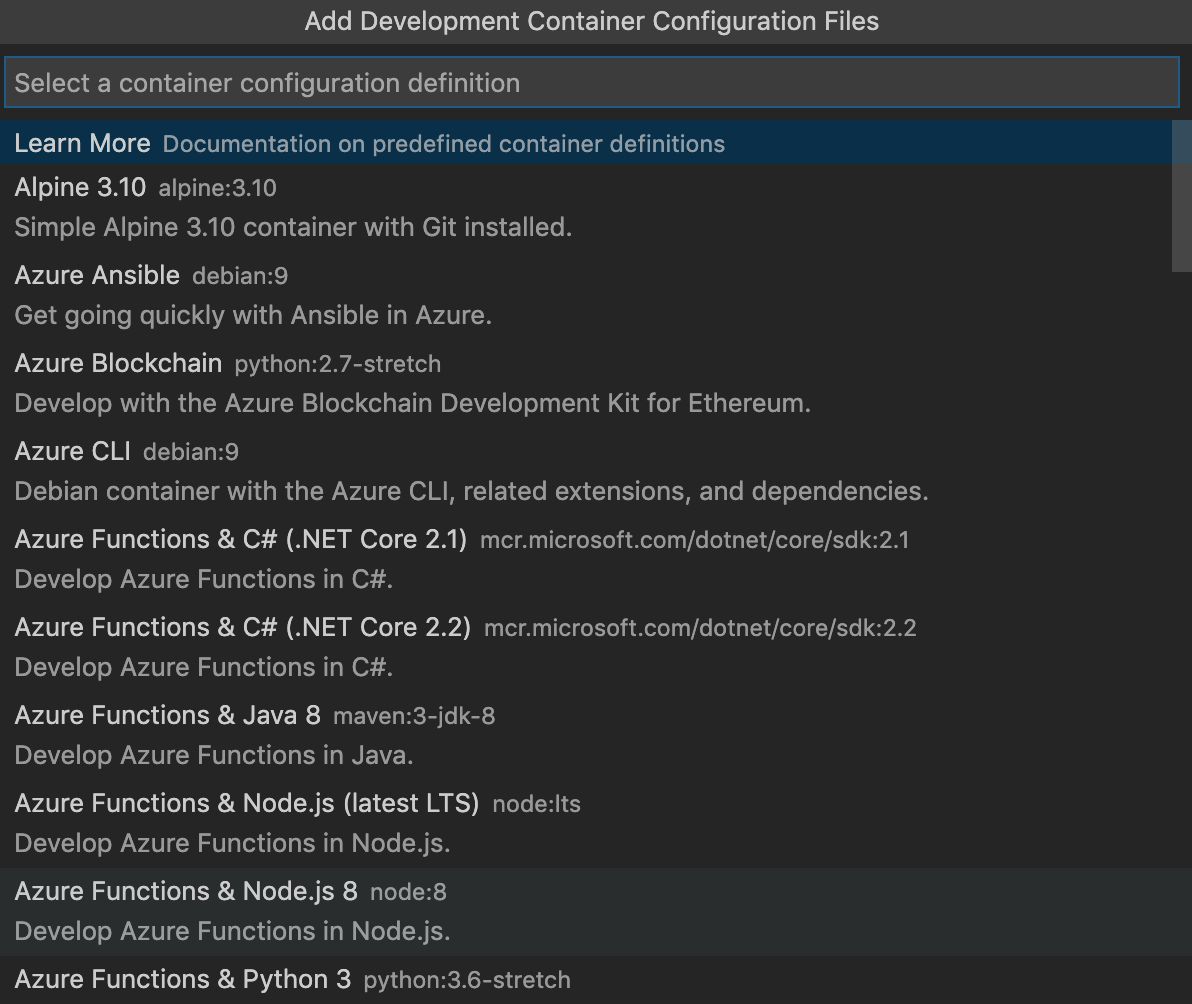 Add a dev container definition