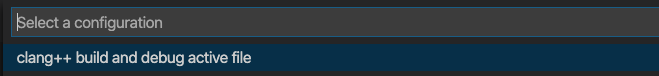C++ debug configuration dropdown