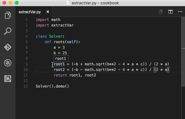 Refactoring code into a method