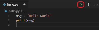Using the run python file in terminal button