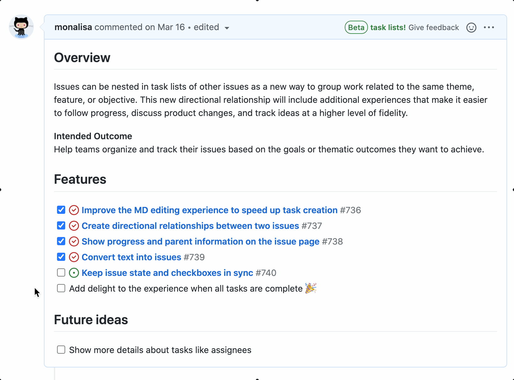 順序変更されたタスクリスト