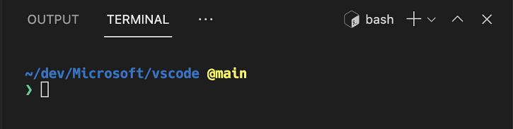 Terminal tab inlined into the panel title for a single terminal