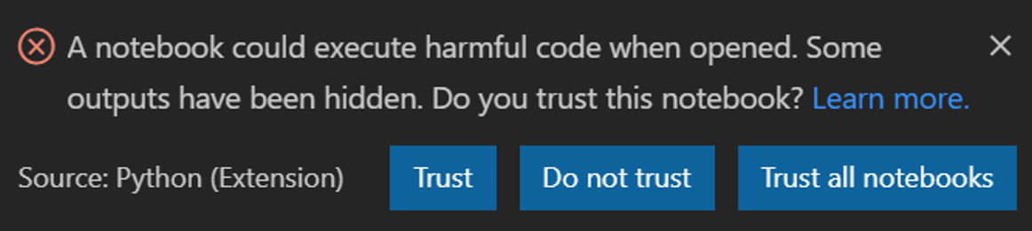 Trusted Notebook prompt