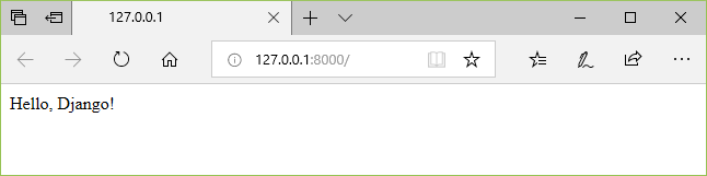 Django tutorial: the basic Django app running in a browser