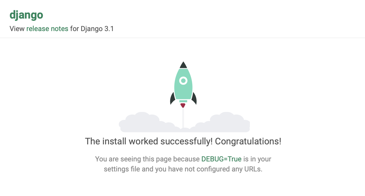 Django tutorial: default view of empty Django project
