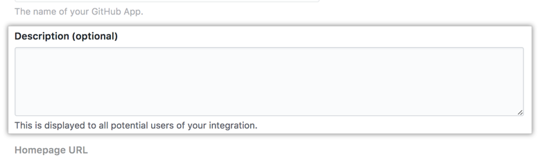 GitHub 应用程序说明字段