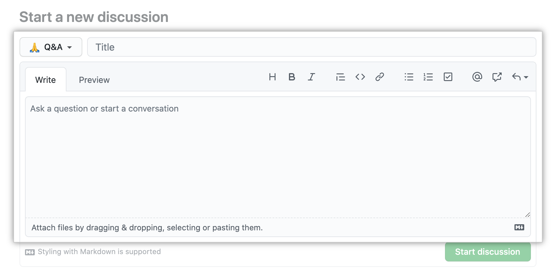 Text fields for new discussion's title and body