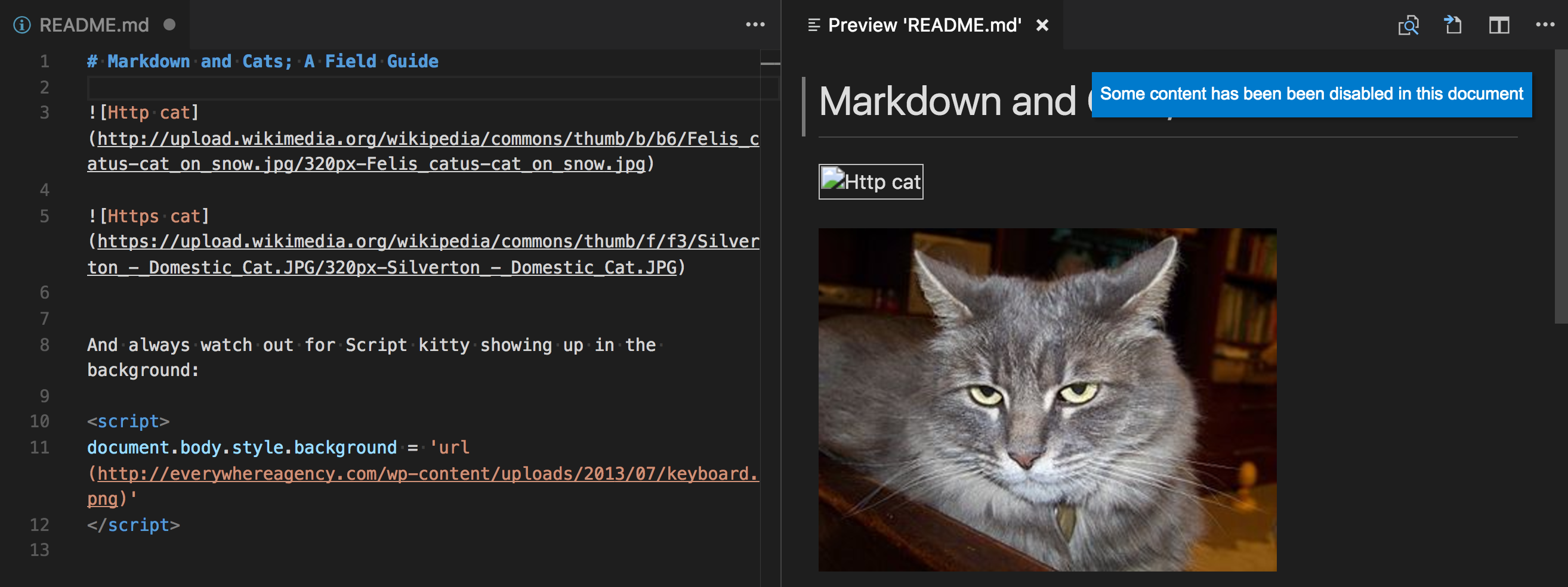 markdown security alert