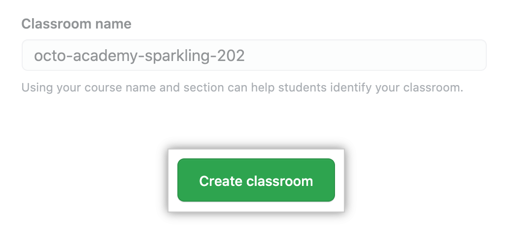 Text field for typing name of classroom